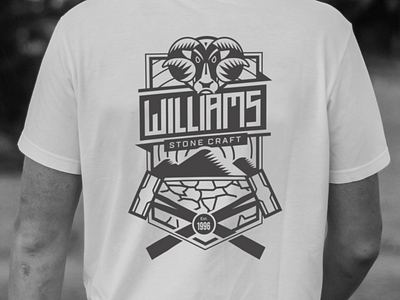 Williams Stone Craft Logo animal branding crest graphic design hammer hammers logo logo design mountains scotland sports t shirt vector