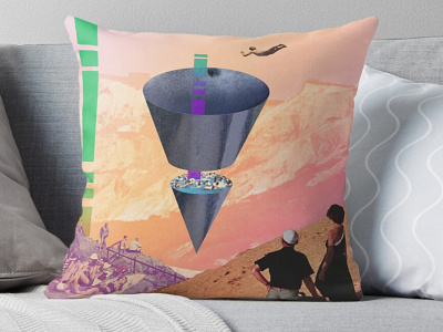 HARMONY Pillow art collage furniture futurism interiors merchandise photoshop pillow products red bubble retrofuturist surreal