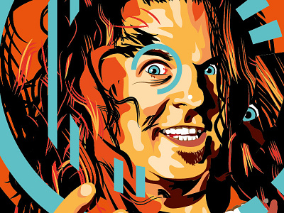 Portrait of Billy Kirkwood brushes comedy eyeballs illustrator mad portrait. vector weird