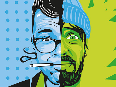 CMB & ROSCO Portrait Illustration cigarette comedy face punk rock rockabilly smoking thick lines vector