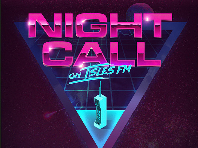 Night Call 1980s 80s chrome graphic design photoshop retro type typography