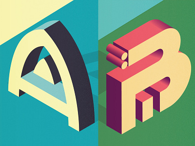 A & B - 36 Days of Type graphic design illustration isometric isometric design letter a letter art letter b lettering scottish texture typography vector