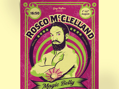 Magic Belly art nouveau carnival comedy freak show fringe graphic design illustration poster scottish standup vector