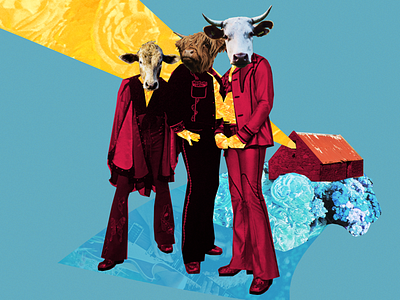 Light My Byre album cover animals bull collage cow farm funk funny music photoshop retro scotland scottish