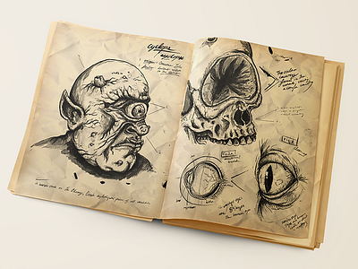 Monster Hunter's Journal anatomy da vinci illustration ink journal monster print design
