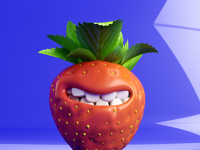 Happy Strawberry 3d 3d art 3d artist charachter design cinema 4d photoshop strawberry vrayforc4d