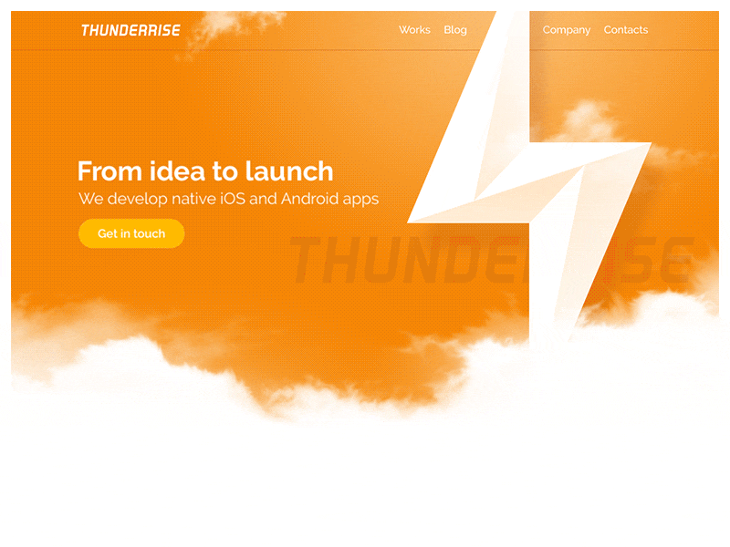 Landing Animation (Thunderrise) after effects ae motion company agency studio gif animation illustration landing website lightning cloud sky line icons web site parallax white orange clean style