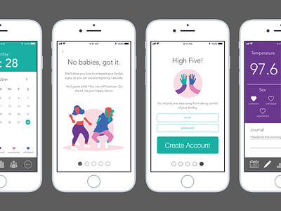 Kindara: My First UX Case Study app case study design illustration ios mobile onboarding ui ux women in tech