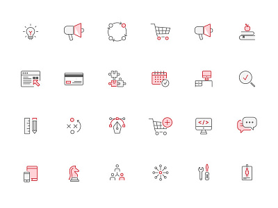 Icons design flat glyph icon icons iconset illustration red set ui website