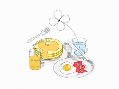 Breakfast bacon breakfast design dibujo drawing egg flowers hotcakes illustration illustrator vector