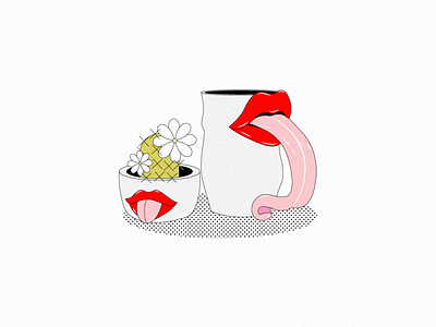 Female Alchemy art cactus ceramics cup design drawing flowers illustration illustrator mouth mug pot tongue vector