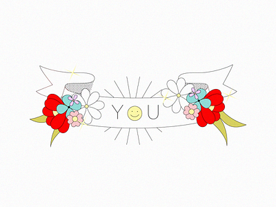 YOU drawing floral flowers flowers illustration happy face illustration illustrator own ribbon shine ui vectorart voice yourself