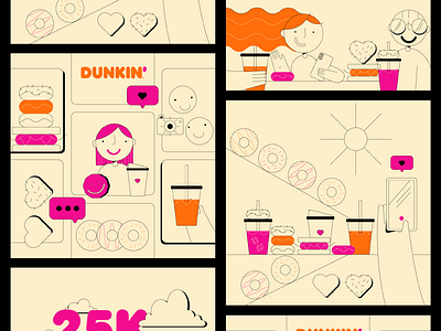 DD LOVERS coffee dessert donuts dunkin food iced coffee illustration lifestyle sweet vector