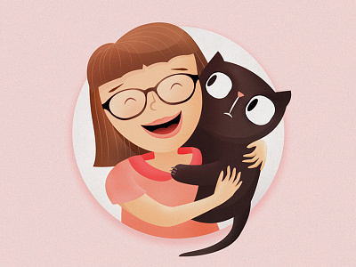 All you need is a cat | Illustration animal black cat cat cat drawing cat illustration cat kitten cat lady design girl illustration illustrator ilustración kid kitten photoshop pink scary smile smiley face vector