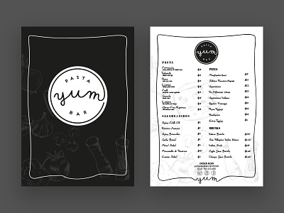 YUM food handmade illustration layout menu print typography