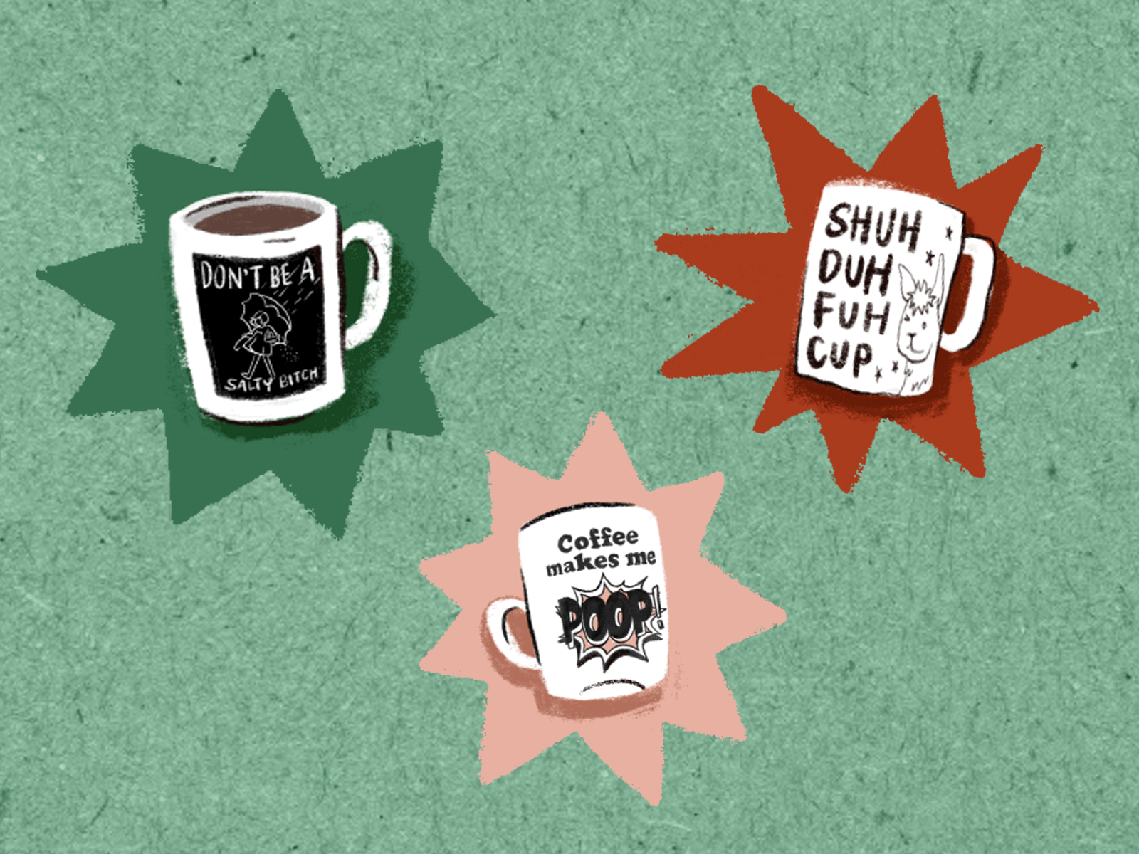 Monday Morning Mugs article branding business coffee coffee mugs design editorial design handdrawn illustration mug office sassy