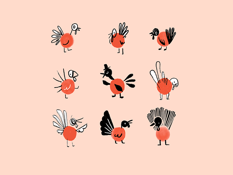 Turkey Leftovers birds handdrawn illustration thanksgiving turkey