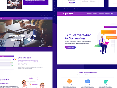 Trilyo : Website Design about us page app brand and identity design features page icon illustration landing design landing page logo design product page studio unlost typography ui ux ux ui vector web webpage design website design