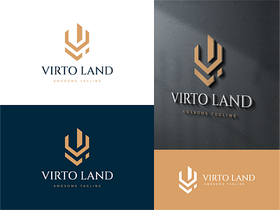 Virto Land for real estate logo concept illustration