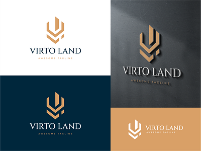 Virto Land for real estate logo concept