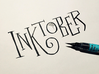 Inktober- Burtonesque brush design halloween ink inktober lettering spooky typography