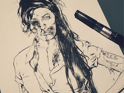 Zombie blood gore hair halloween horror illustration inktober tattoos zombie