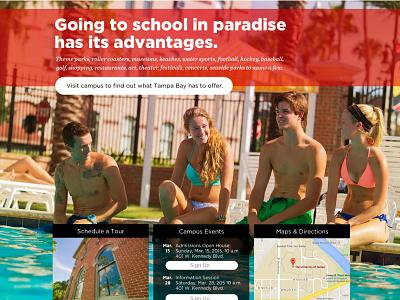 Admission pages don't have to be boring admissions beach filter fun hot modern palm trees pool summer tampa teens university
