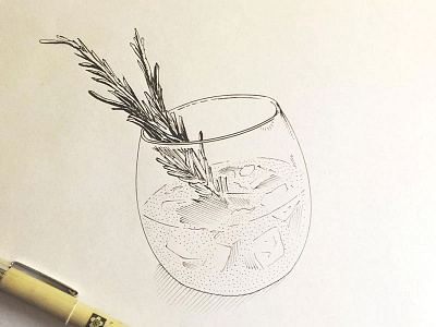 Gin and tonic branding crosshatch detail handdrawn handmade illustration ink nib rendering type