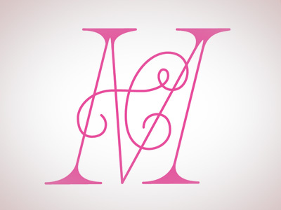 M christmas curves didone. font lettering magenta ornament pink vector