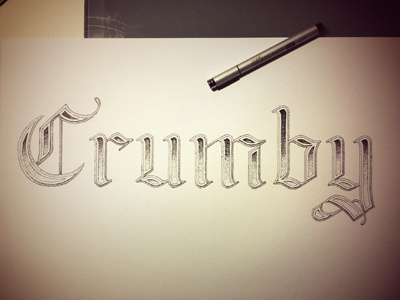 Crumby Inked blackletter crumby filament hand lettering hand made illustration ink lettering old english ornament process robert crumb sketch type typography