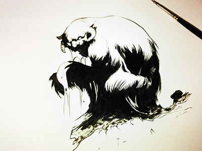 Inked brush comics feathering illustration ink lucas monsters rendering sable starwars wampa