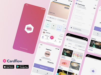 Cardflow App Released 🎉 app beauty app caffe cards catalogue ios loyalty app loyalty program medicine online shop plastic card qr code ui