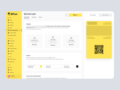 Loyalty card builder apple wallet builder card constructor crm dashboard design figma google pay iphone loyalty card mrcust nowadigit preview product design ui web system