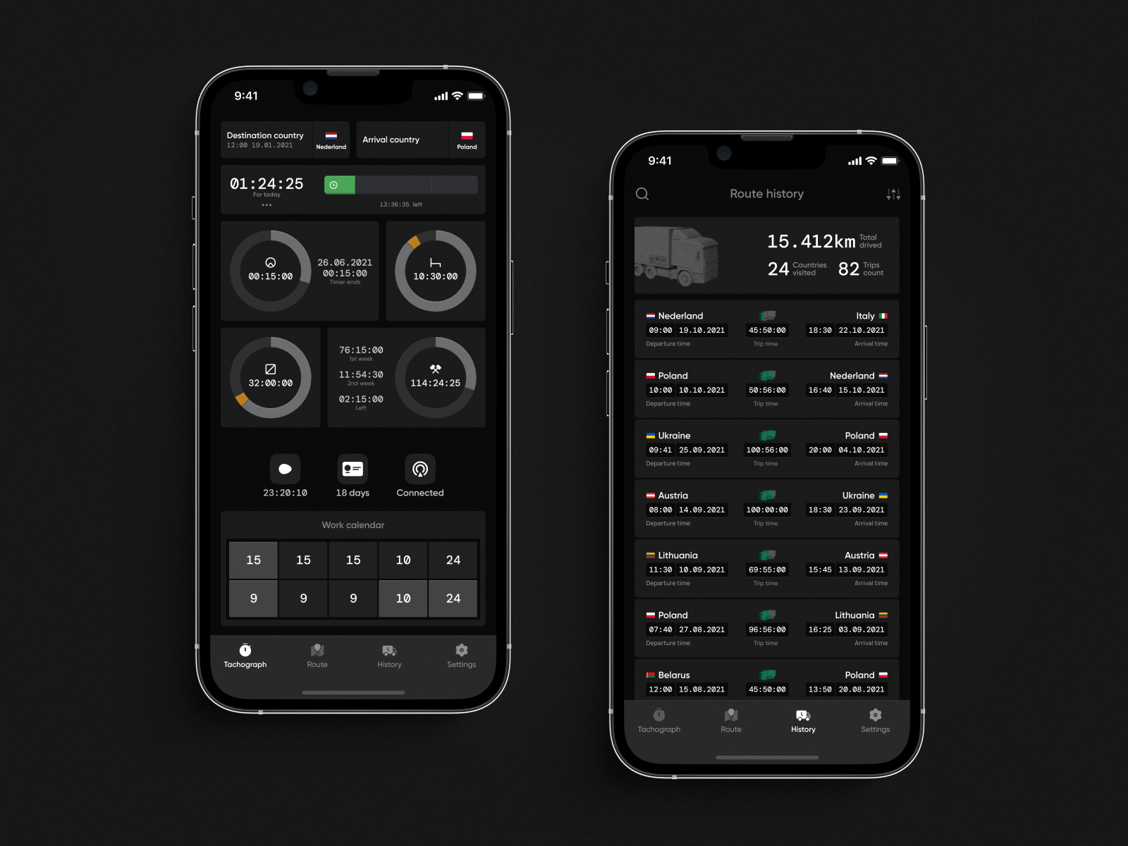 Tachograph app for truck drivers by Tom Svorobovich on Dribbble
