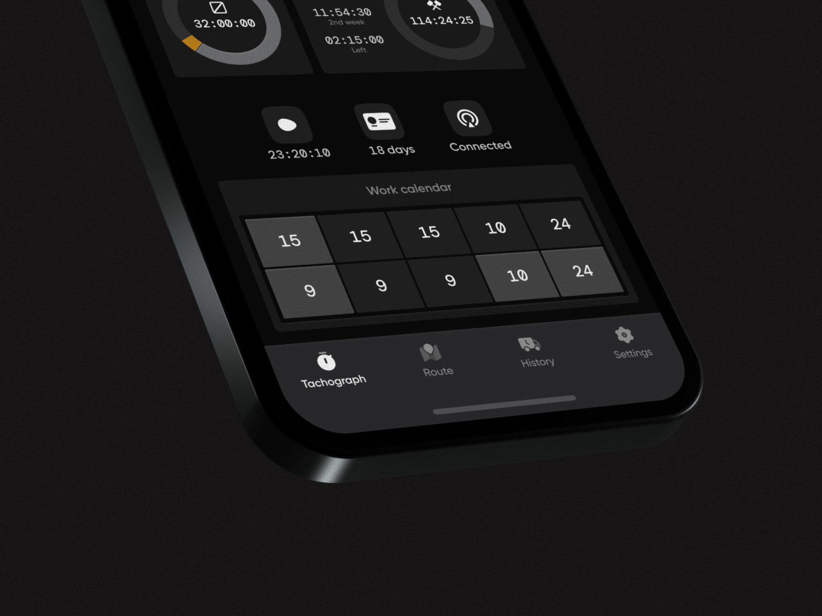 Tachograph app for truck drivers by Tom Svorobovich on Dribbble