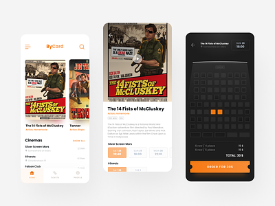 Movie tickets app app available booking bycard cinema figma mobile movie once upon a time tarantino ticket ui ux