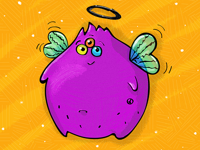 Fluffy Character art character design colourful contrast cute creature illustration kids illustration purple vector art