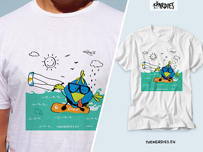 Birdies Nerdies T-shirt Design bird character design childrenillustration design graphic deisgn graphic design illustration kiteboarding productdesign sea sports summer summer sports tshirt art tshirt design tshirt graphics vector art