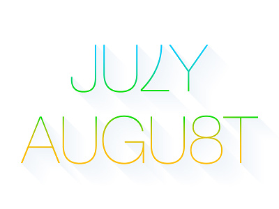 7th July 8th August august calendar eps free gradient ios 7 july letter long shadow month number type