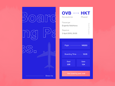Daily Ui Challenge 024 — Boarding Pass adobe xd app boarding pass boardingpass concept dailyui flight flight ticket mobile ticket