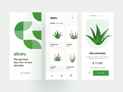 aloev. plant app alovera app ui clean concept green plant ui