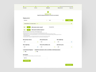 User interface screen for shop registration