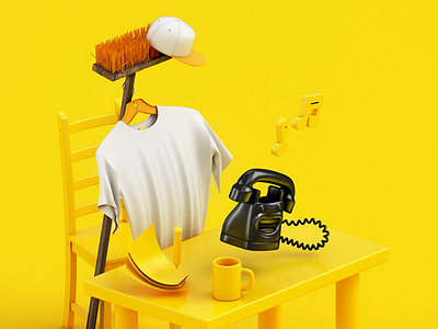Illustration for internet service provider 3d design graphic illustration illustrations phone table tshirt yellow