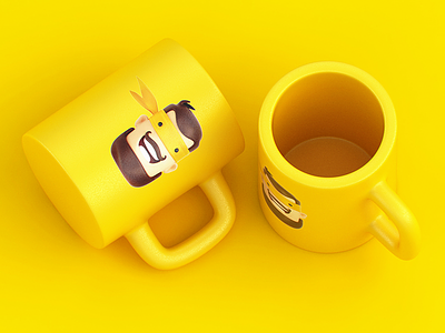 Illustration for internet service provider 3d design graphic illustration illustrations mug yellow