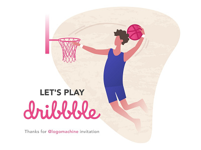 Hello Dribbble basketball debut design hello dribble illustration vector welcome shot