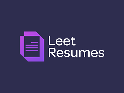 Leet Resumes Logo app branding cv design flat identity logo monogram resume simple