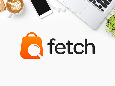 fetch logo app branding flat identity location logo mark marketing monogram project search shop simple