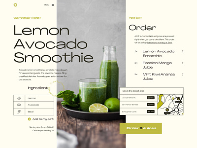 Smoothie Shop cart column design food food ui juice juice bar juice shop layout map order smoothie ui ui design