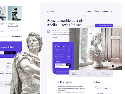 Auction website auction bid concept grid layout purple ui uiux ux webdesign