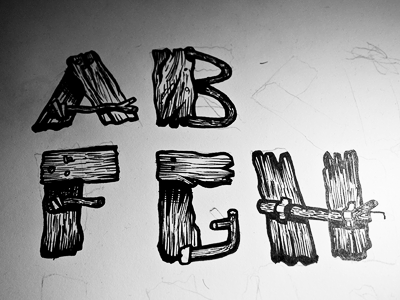 Woodstack - Sketch alphabet font illustration lines sketch stylized wood